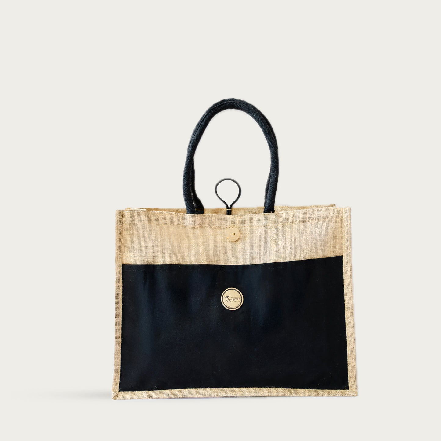 Canvas Tote Bag with Button Closure