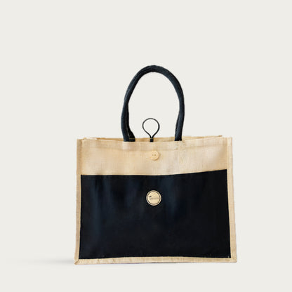 Canvas Tote Bag with Button Closure