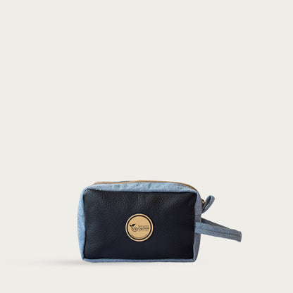 Upcycled Denim and Leather Toiletry Bag