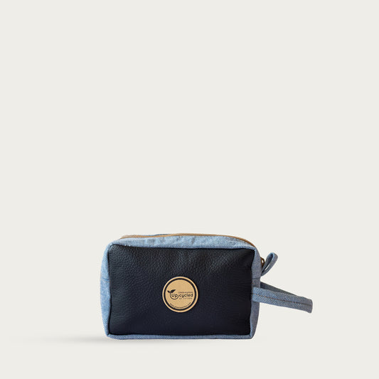 Upcycled Denim and Leather Toiletry Bag