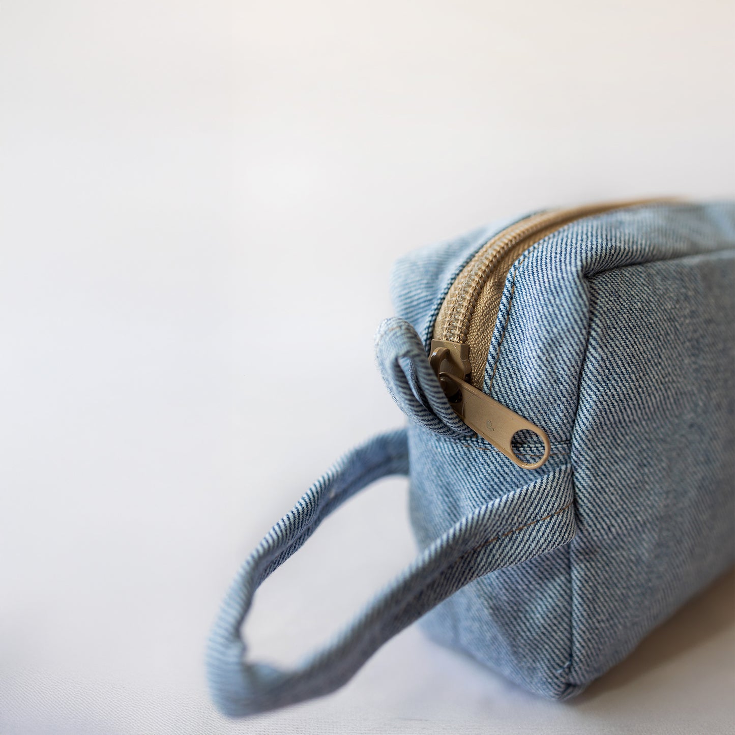 Upcycled Denim and Leather Toiletry Bag