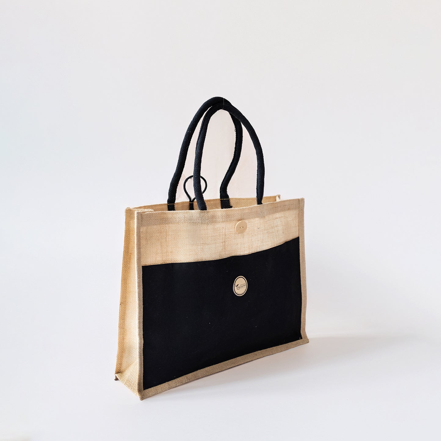 Canvas Tote Bag with Button Closure
