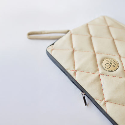 Quilted Genuine Leather Laptop Sleeve Case