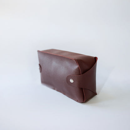 Leather Tissue Box Cover with Gold Emblem