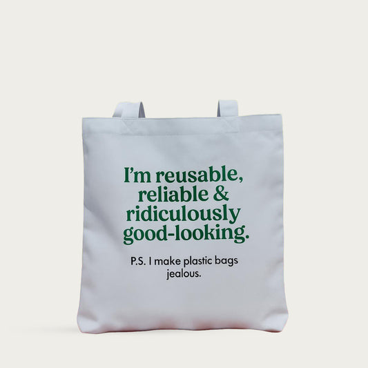 Statement-Print Cotton Tote Bags